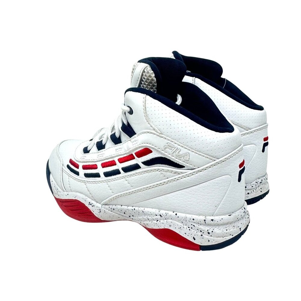 Fila Spitfire Boys 4 Mid-Cut White Red Blue Youth Basketball Sneakers - Picture 12 of 16